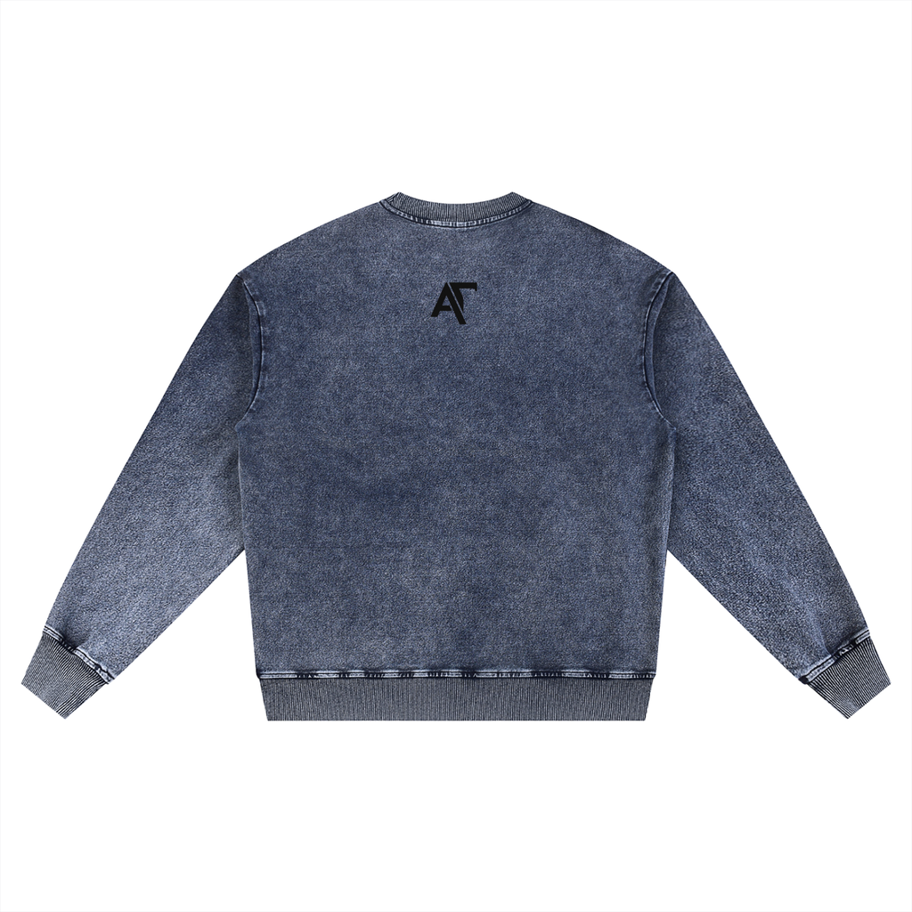 By Faith Basic Logo Snow Wash Oversized Crewneck Sweatshirt