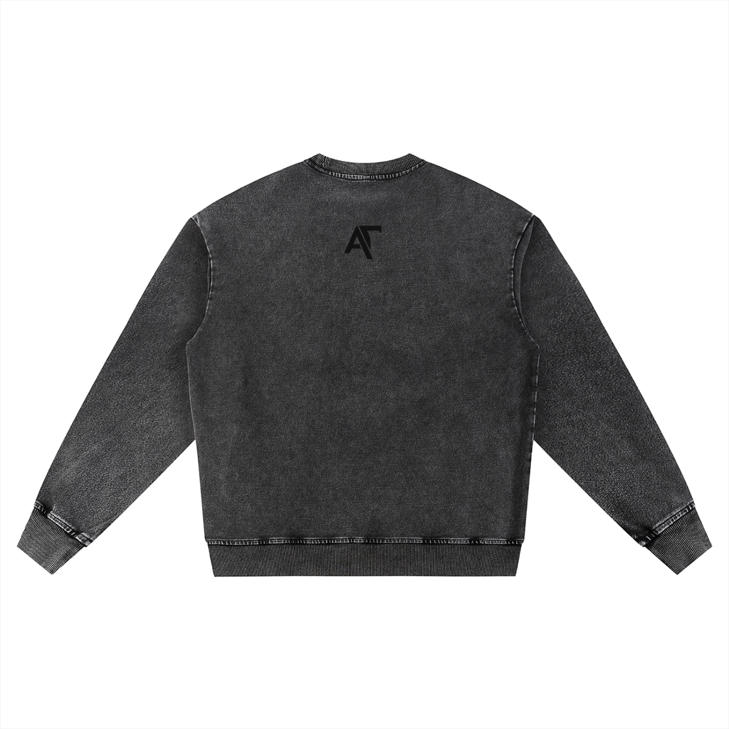 By Faith Basic Logo Snow Wash Oversized Crewneck Sweatshirt