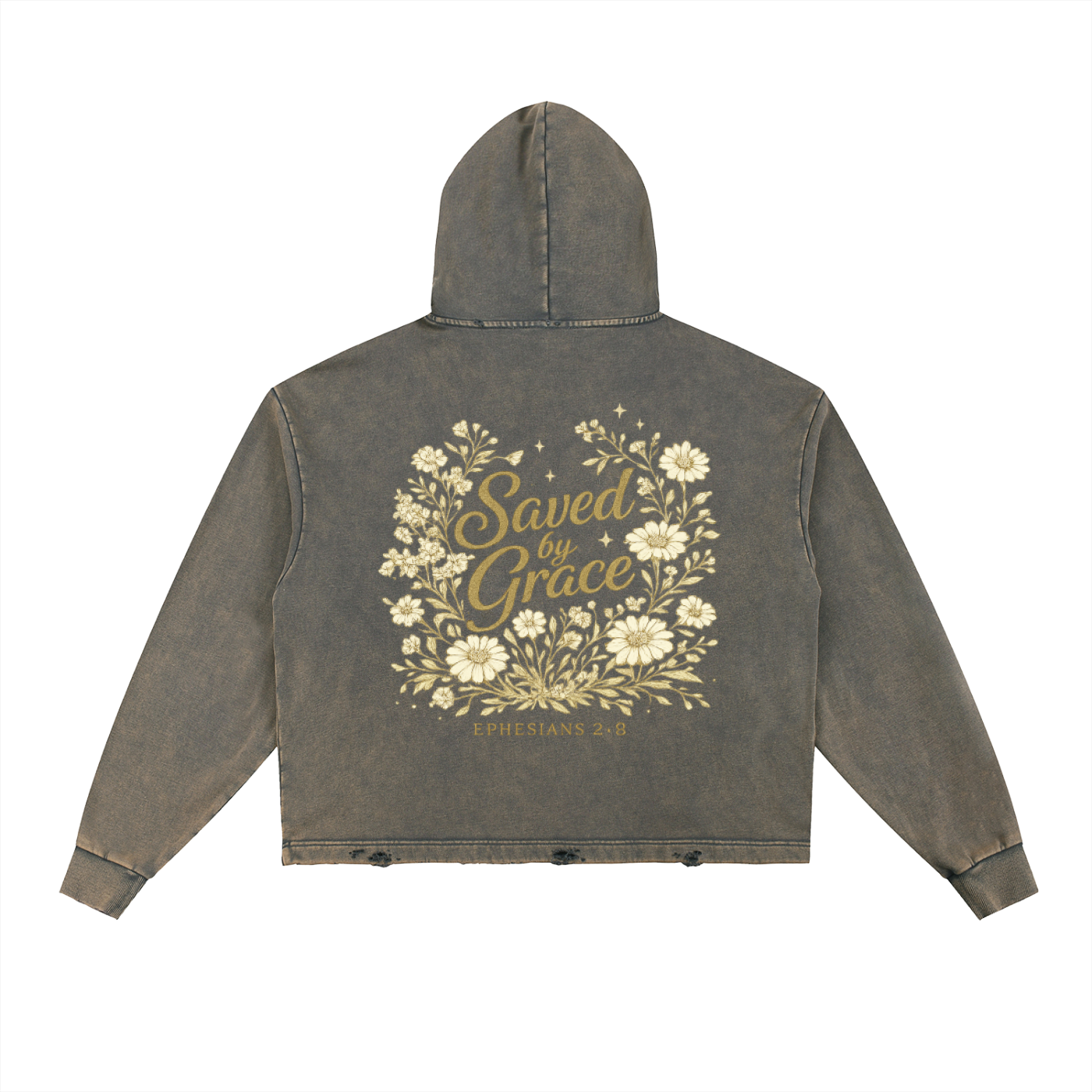 Set Apart By Grace Vintage Frayed-Hem Hoodie