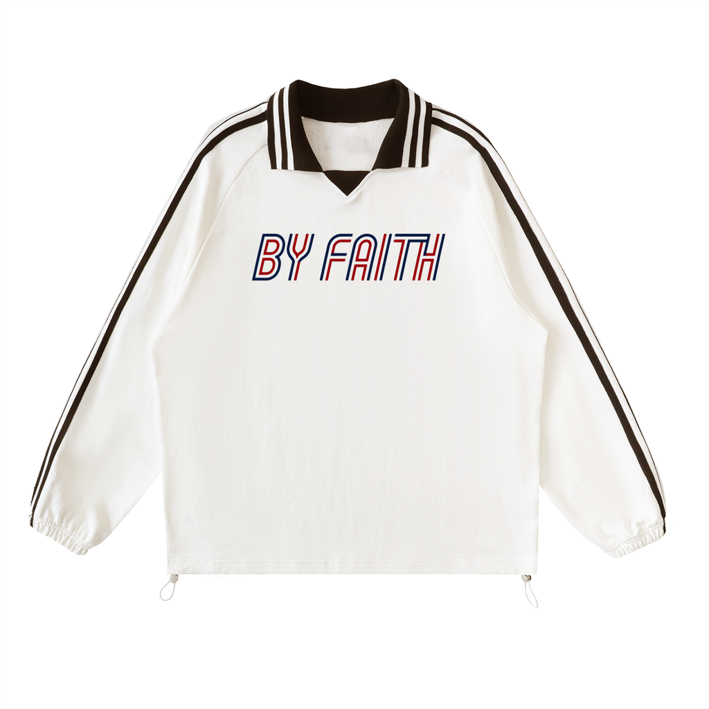 By Faith Retro Lapel Collar Sweatshirt