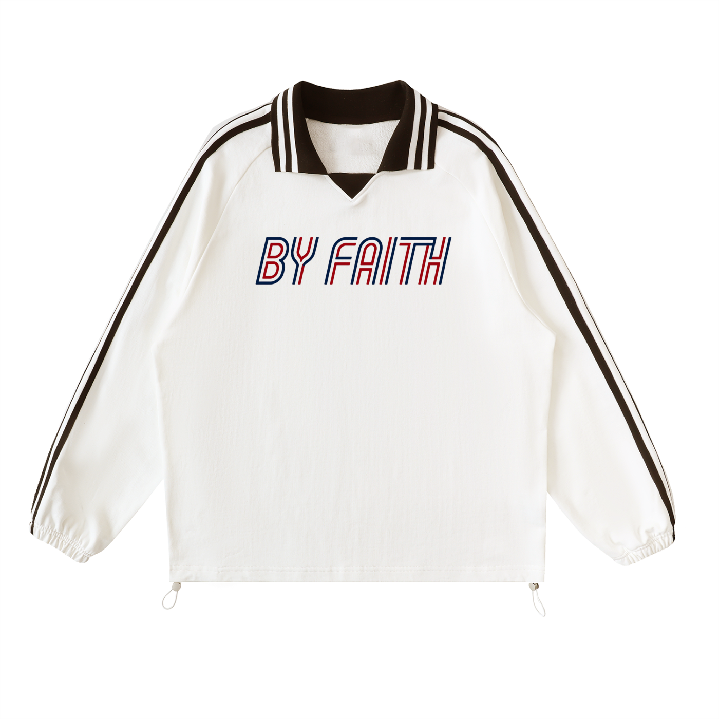 By Faith Retro Lapel Collar Sweatshirt