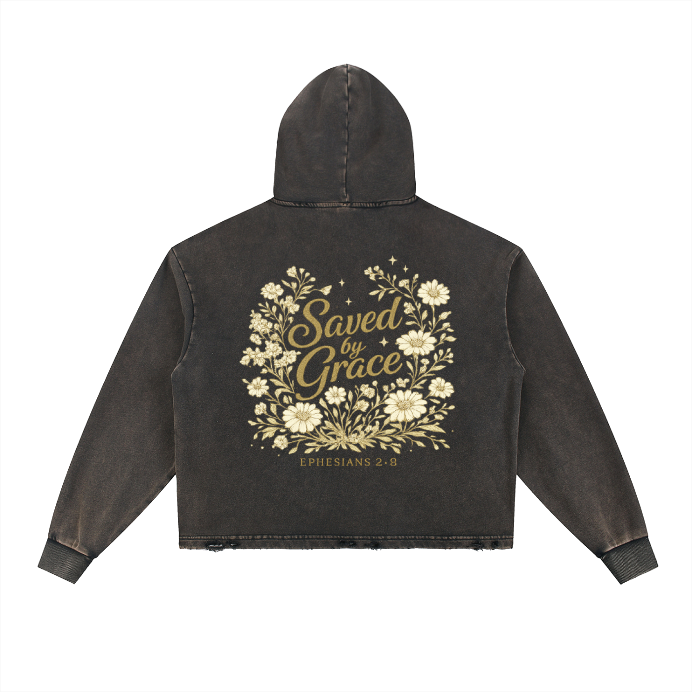 Set Apart By Grace Vintage Frayed-Hem Hoodie