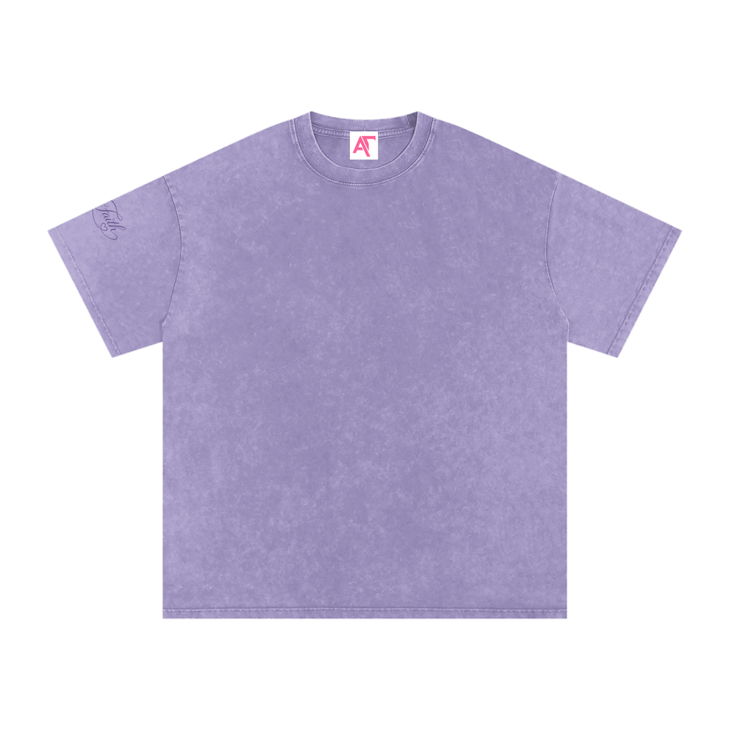 By Faith Basics Snow Washed Pink Oversized Cotton T-Shirt