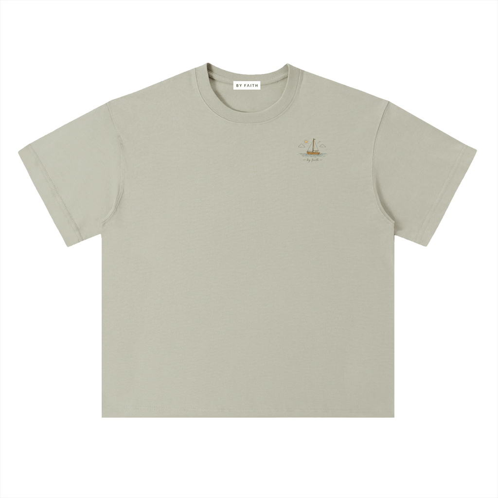By Faith “Galilee” Drop Shoulder Cotton T-Shirt