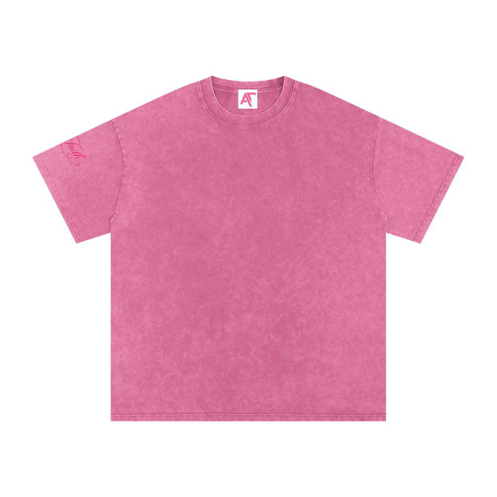 Snow Washed Pink Oversized Cotton T-Shirt