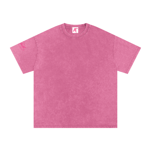 Snow Washed Pink Oversized Cotton T-Shirt