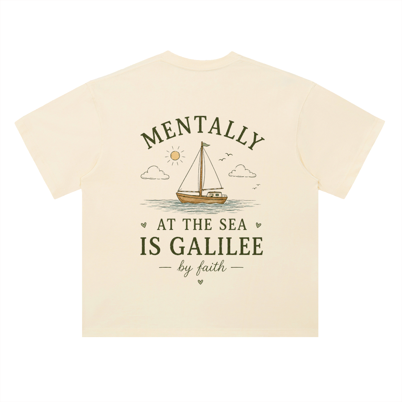 By Faith “Galilee” Drop Shoulder Cotton T-Shirt