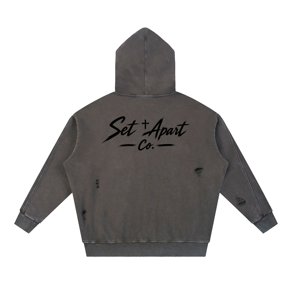 Set Apart Distressed Panel Pocket Hoodie