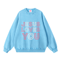 Embroidered Jesus Loves You Oversized Sweatshirt