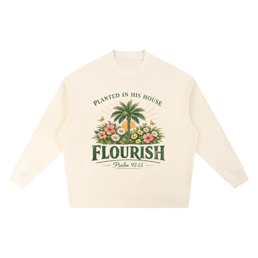 By Faith “Flourish” Knitted Round Neck Oversized Sweatshirt