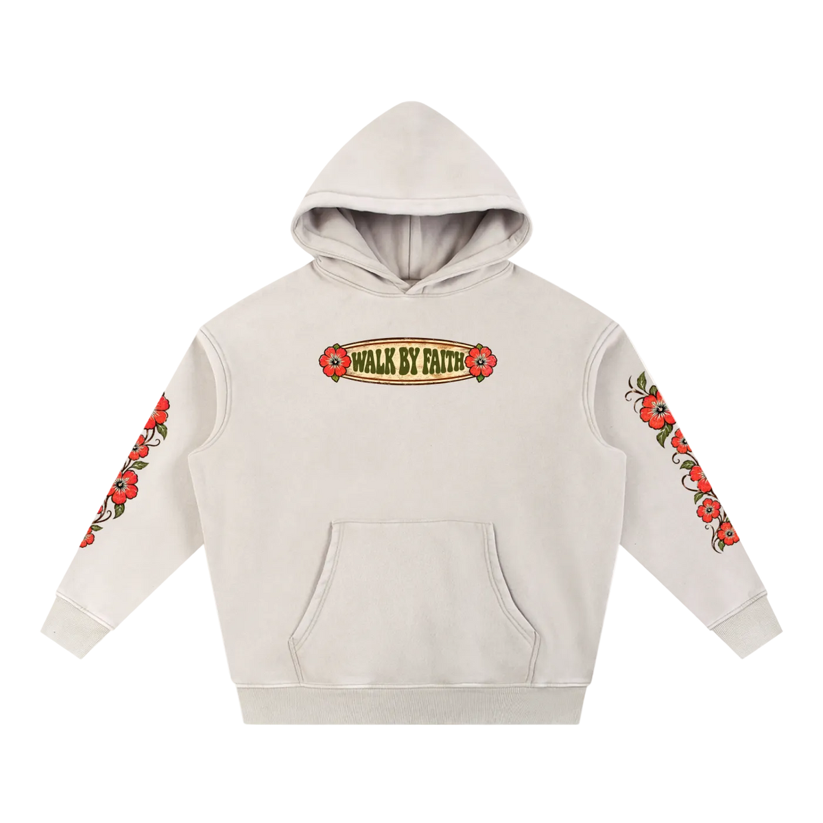Retro Hibiscus Sign Oversized Hoodie